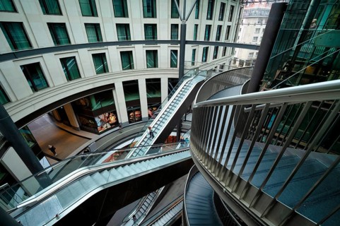 Petersbogen, stairs, staircase, lift, escalator, shopping arcade, mall, shopping centre, shopping