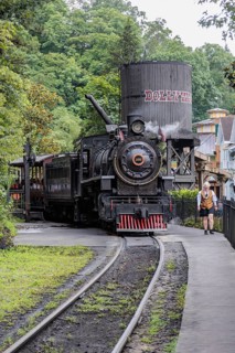 Dollywood Express steam locomotive carries guests throughout the Dollywood amusement park in Pigeon