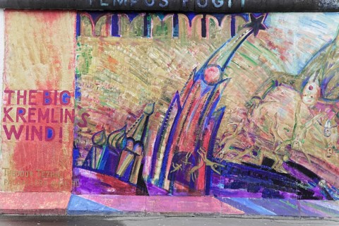 Graffiti on the Berlin Wall in the East Side Gallery, Berlin, Germany, Europe, Colourful graffiti