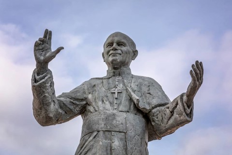 Monument of Pope John Paul II on the top of Fourviere Hill, Lyon, France, Europe