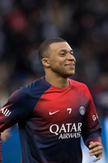 Football match, captain Kylian MBAPPE' Paris St Germain smiling during pre-match warm-up, Parc des
