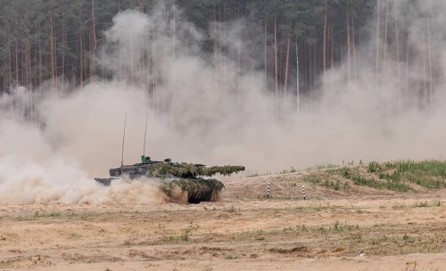 A Leopard 2 main battle tank, photographed during the NATO Steadfast Defender exercise and the