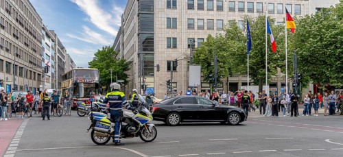 State visit to the Hotel Adlon, police cordon at the intersection of Unter den Linden and