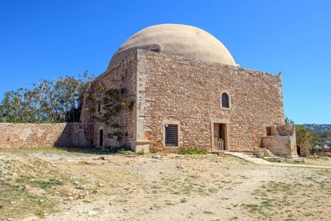 Ruins of former Sultan Ibrahim Mosque built in 1646 after Ottoman conquest of Crete on former site