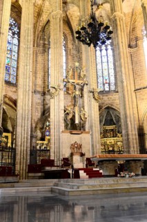 Interior, La Catedral de la Santa Creu i Santa Eulalia, Barri Gotic, Barcelona, Catalonia, Spain,
