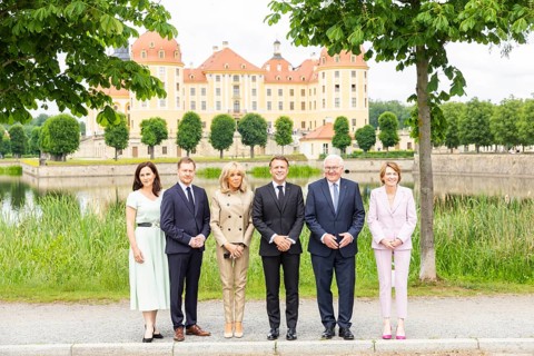 French President Emmanuel Macron visits the Federal Republic of Germany with his woman Brigitte, at