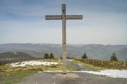 Summit cross, Belchen, Black Forest, Baden-Wuerttemberg, Germany, Europe