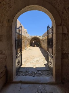 Tor tor to former wine cellar of Arkadi Monastery Site of self-sacrifice during siege of Ottoman