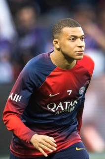 Football match, captain Kylian MBAPPE' Paris St Germain concentrates during the pre-match warm-up,