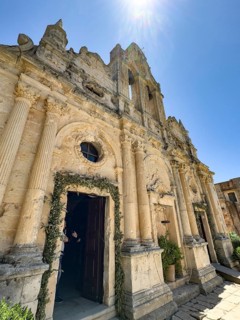 View upwards to facade of church Monastery Church Transfiguration Church dedicated to Saints