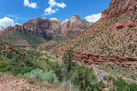 Zion Park Boulevard running through Zion Canyon along the Zion Park Boulevard in Zion National