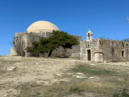 Left domed building of former Sultan Ibrahim Mosque built 1646 after Ottoman conquest of Crete at