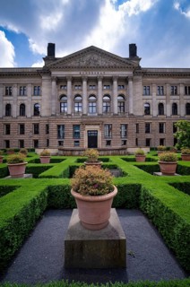 Garden and building with main portal Bundesrat, Berlin, Germany, Europe
