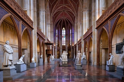 Interior photograph, plaster figures, art objects, Friedrichswerder Church, architect Karl