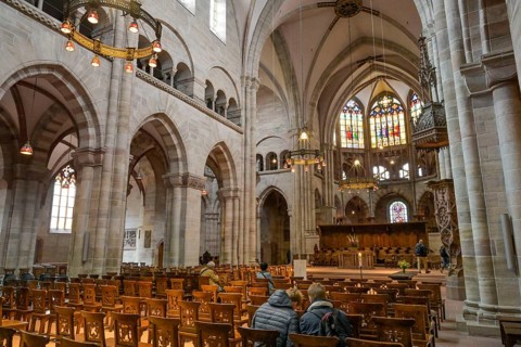 Nave, Basel Minster, Muensterplatz, Basel, Switzerland, Europe