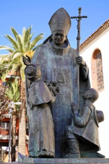 Statue of Pope John Paul II, Plaza de la Conception in the historic centre of San Cristobal de La