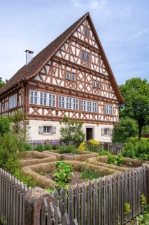 Traditionally built, old half-timbered house, Gasthaus Ochsen, open-air museum Neuhausen ob Eck,