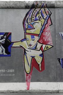 Graffiti on the Berlin Wall at the East Side Gallery, Berlin, Germany, Europe, Colourful graffiti