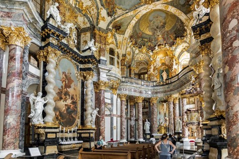 Interior view, Court Church, Wuerzburg Residence, UNESCO World Heritage Site, Wuerzburg, Lower