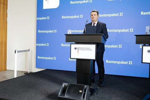 Hubertus Heil (SPD), Federal Minister of Labour and Social Affairs, recorded as part of a press