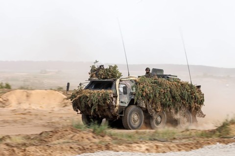 German soldiers on a Fuchs armoured transport vehicle, taken during the NATO Steadfast Defender