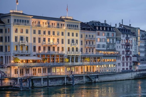 Grand Hotel Les Trois Rois, Blumenrain, Rhine, Basel, Switzerland, Europe