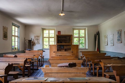 Typical classroom of a village school in the 19th century, Neuhausen ob Eck Open-Air Museum,