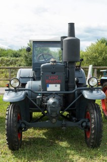 Lanz Bulldog tractor with red lettering on grey painted bonnet, Offenbach, Dreieich, Hesse,