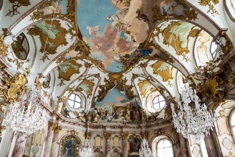 Imperial Hall, fresco, ceiling painting by Tiepolo, Wuerzburg Residence, UNESCO World Heritage