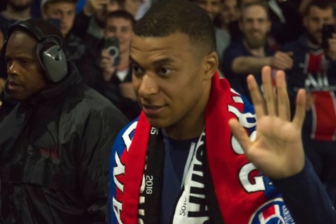 Football match, captain Kylian MBAPPE' Paris St. Germain, lap of honour in the fan curve and