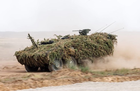 A Boxer armoured transport vehicle, photographed during the NATO Steadfast Defender large-scale