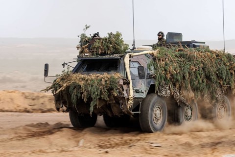 German soldiers on a Fuchs armoured transport vehicle, taken during the NATO Steadfast Defender