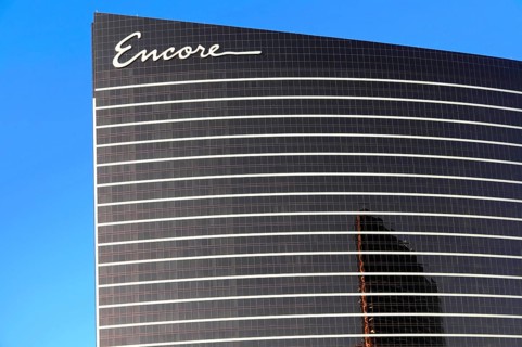 Las Vegas, Nevada, USA, North America, Detailed view of the facade of the Encore Hotel in Las