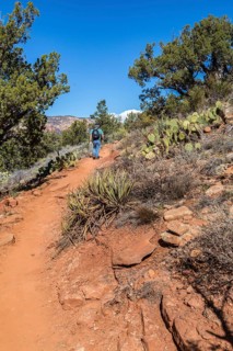 Senior man hiking a trail in Sedona, Arizona, USA, North America