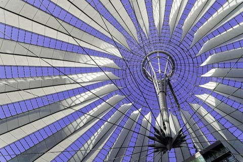Dome, Sony Centre, Mitte, Berlin, Germany, Europe, A modern roof with metal structures and