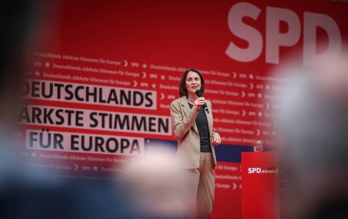 SPD rally for the European elections in Leipzig. Here the SPD lead candidate Katarina Barley.