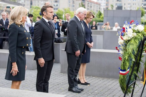 Emmanuel Macron (President of the French Republic) with his woman Brigitte Trogneux and