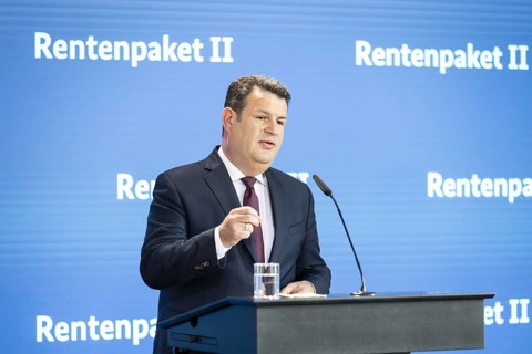 Hubertus Heil (SPD), Federal Minister of Labour and Social Affairs, recorded as part of a press