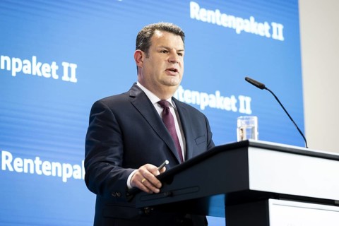 Hubertus Heil (SPD), Federal Minister of Labour and Social Affairs, recorded as part of a press