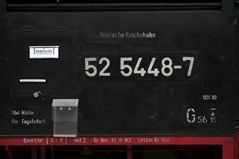 Type plate of the steam locomotive class 52 of the Deutsche Reichsbahn DR with tub tender, Witte