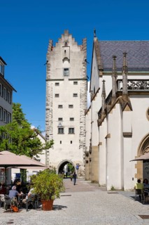 The Frauentor, historic town gate in the historic town centre of Ravensburg, Ravensburg district,