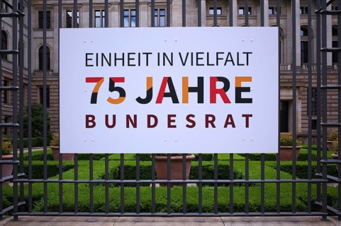 Poster, sign 75 years of unity in diversity, anniversary of the German Basic Law, Bundesrat,