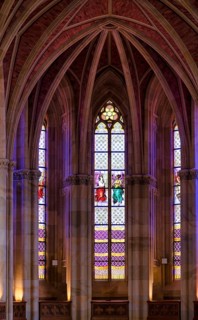 Interior view, stained glass window, choir, Friedrichswerder Church, architect Karl Friedrich