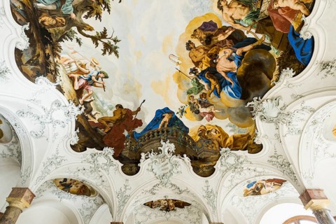 Garden Hall, fresco, ceiling painting by Tiepolo, Wuerzburg Residence, UNESCO World Heritage Site,