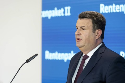 Hubertus Heil (SPD), Federal Minister of Labour and Social Affairs, recorded as part of a press