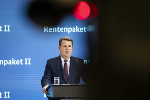 Hubertus Heil (SPD), Federal Minister of Labour and Social Affairs, recorded as part of a press