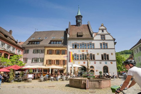 Town Hall Cafe, Town Hall, Fountain, Main Street, Old Town, Staufen im Breisgau,