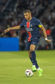 Football match, captain Kylian MBAPPE' Paris St. Germain confidently on the ball, Parc des Princes