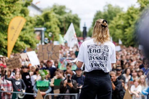 Carla Reemtsma, climate protection activist from Fridays For Future, during a reder for the climate