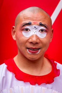 Chinese man with face painting, Chengdu, China, Asia